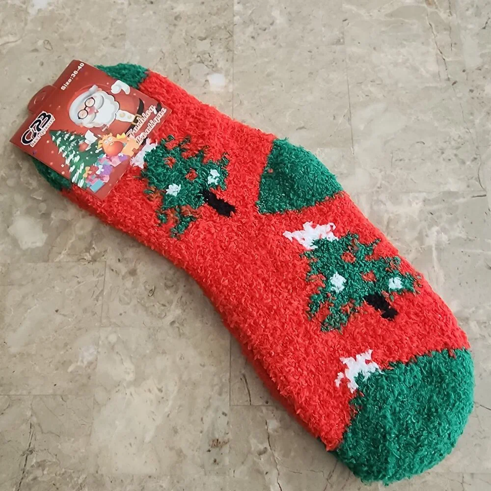 Women's Colorful Christmas Fluffy Socks (2pk)